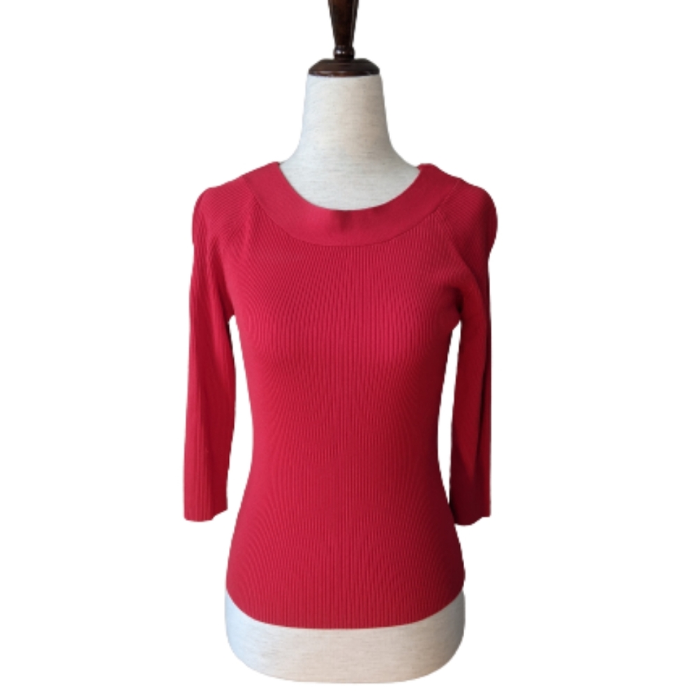 Claudia D. 3/4 Sleeve Ribbed Rayon Sweater SzS